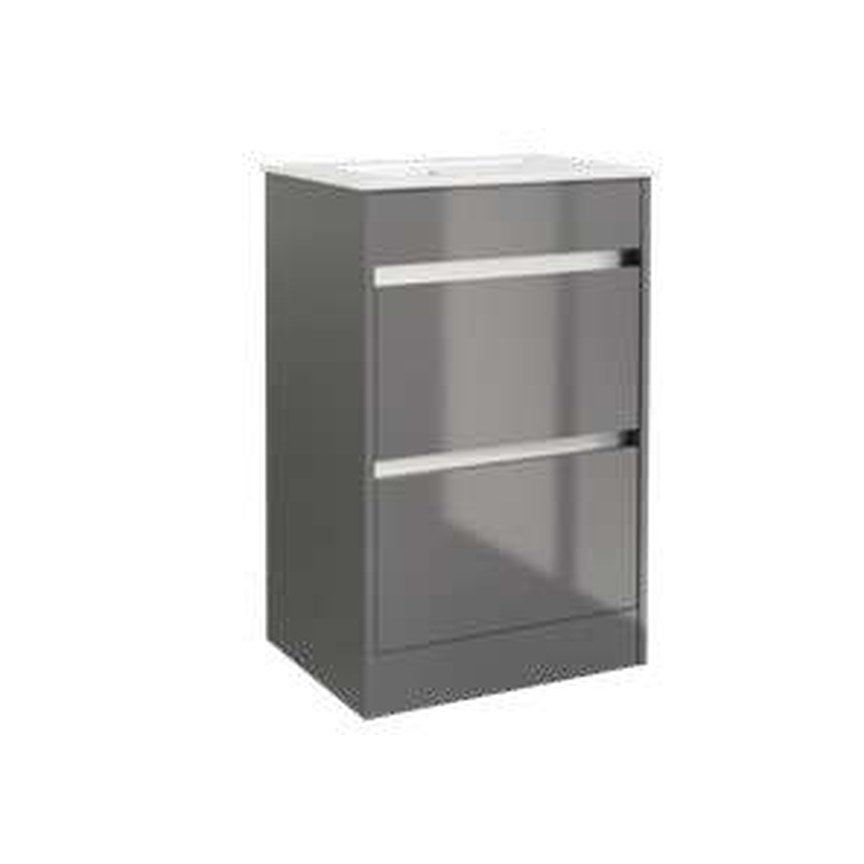Mayfair 500mm Floor Standing Vanity Unit & Basin – Storm grey gloss