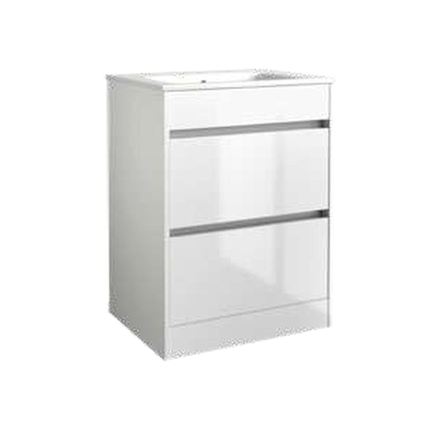 Mayfair 600mm Floor Standing Vanity Unit & Basin – White gloss