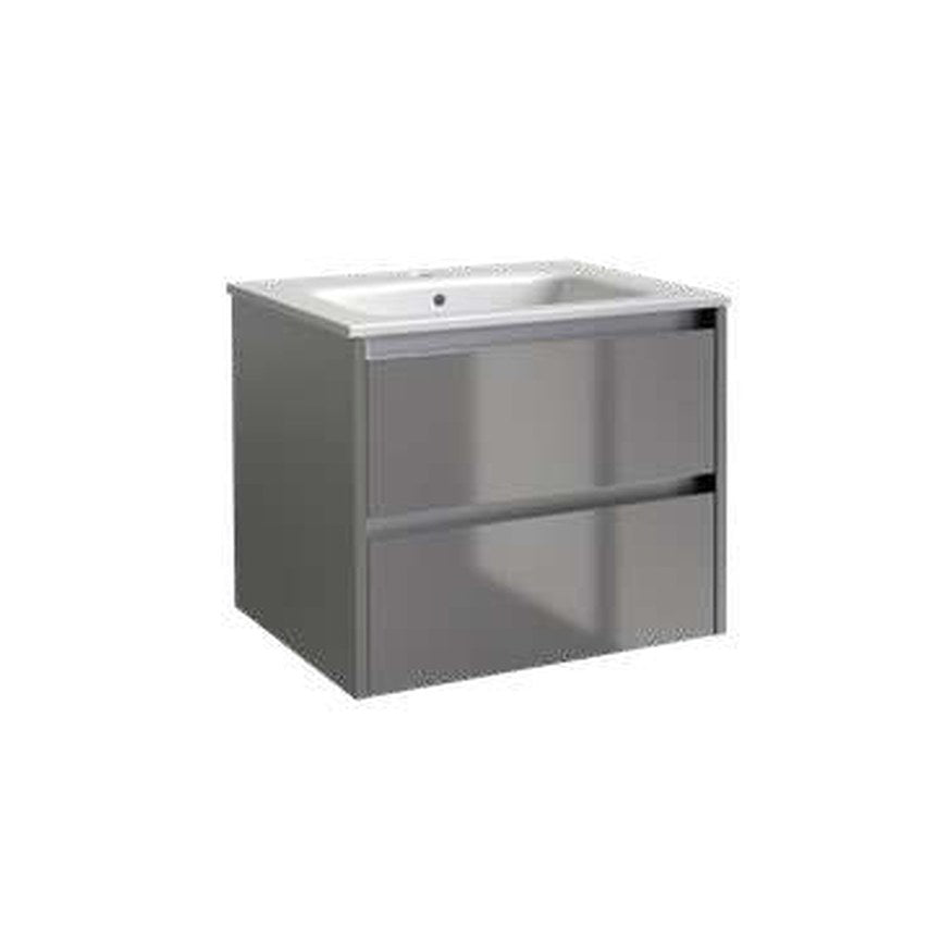 Mayfair 600mm Wall Hung Vanity Unit & Basin – Storm grey gloss