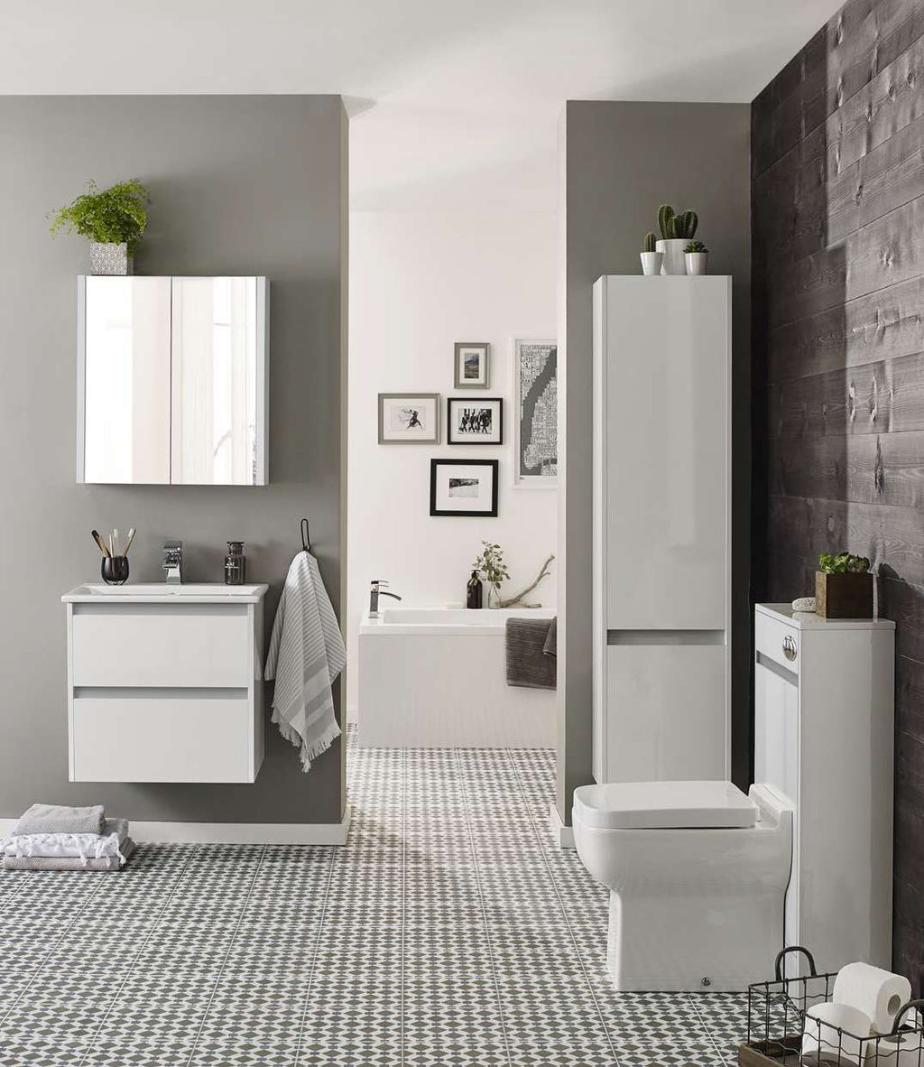Mayfair Wall Mounted Tall Unit in a bathroom setting