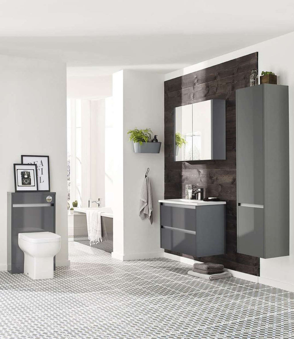 Mayfair Wall Mounted Tall Unit in a bathroom setting