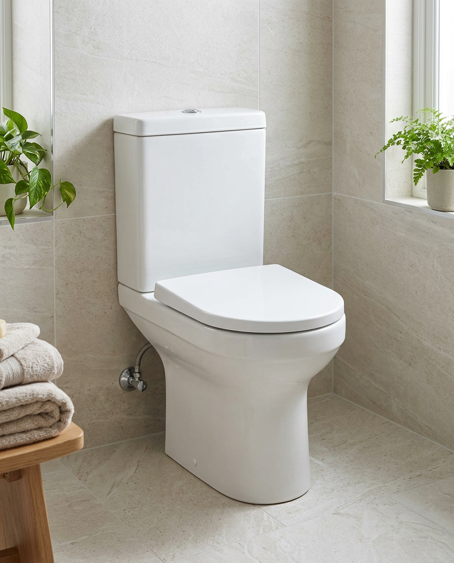 Minima Close Coupled Toilet in a bright modern bathroom