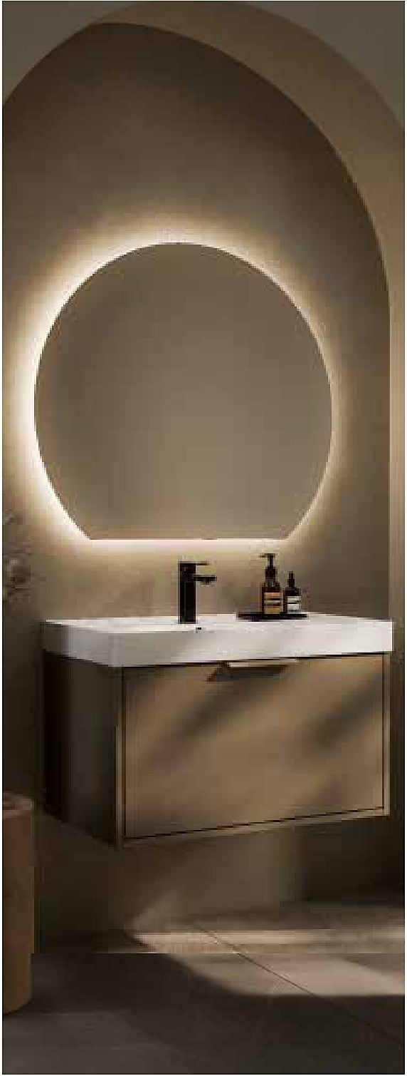 Mira Backlit LED Mirror in a bathroom setting