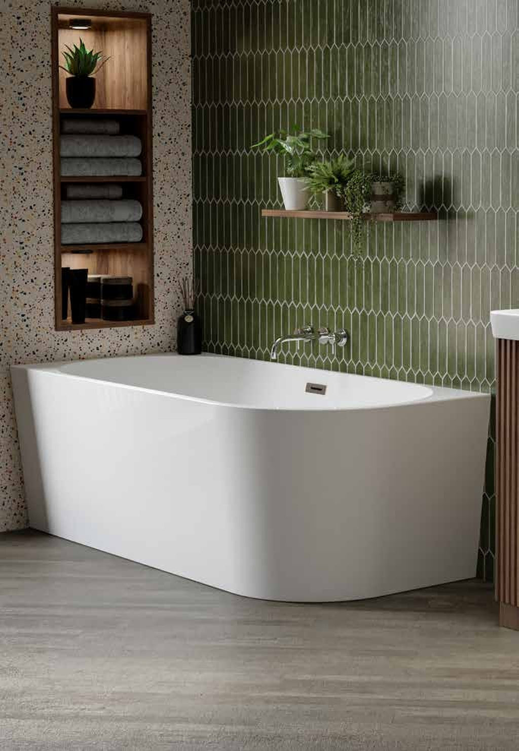 Moda freestanding bath fitted into a corner