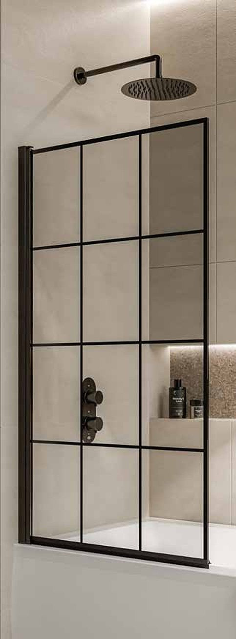 Modena 6 Grid Bath Screen, in a bathroom setting