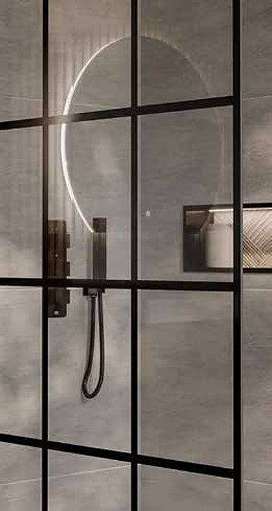 Modena 8 Grid Walk-In Shower Screen, in a bathroom setting