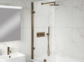 Modena 8 hinged bath screen with brushed fittings