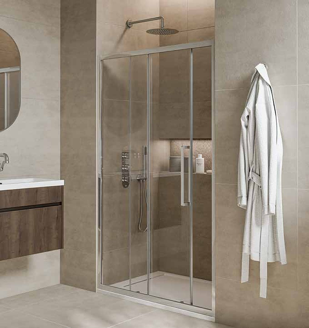 Modena 8 Sliding Shower Door, in a bathroom setting