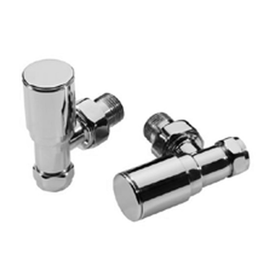 Modern Manual Radiator Valves, Chrome, Straight
