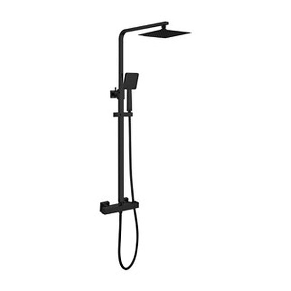 Neptuna Square Thermostatic Drench Shower – Matt Black