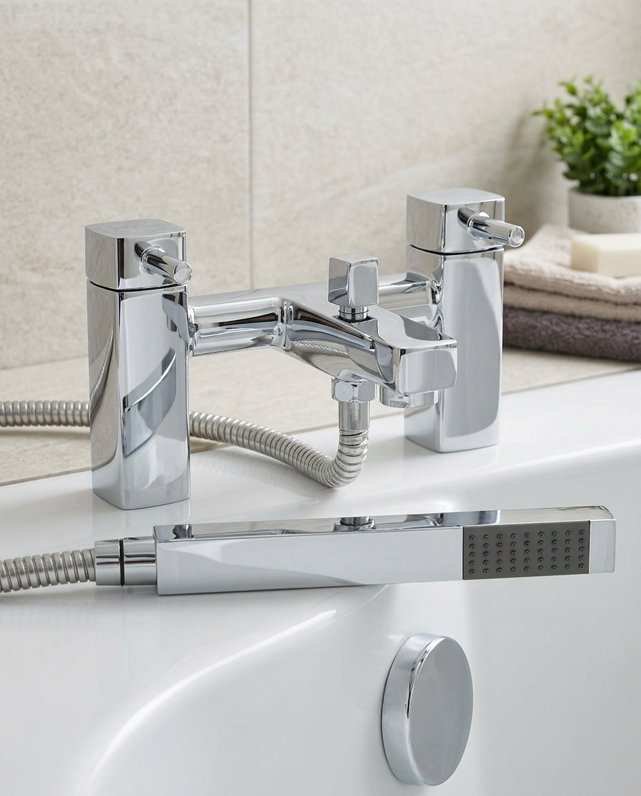 Nova Bath Shower Mixer in a bright modern bathroom