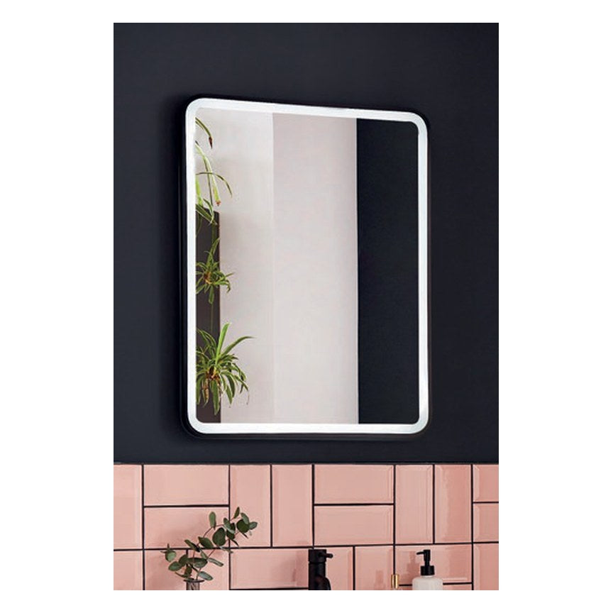 Noxa Square Matt Black LED Mirror