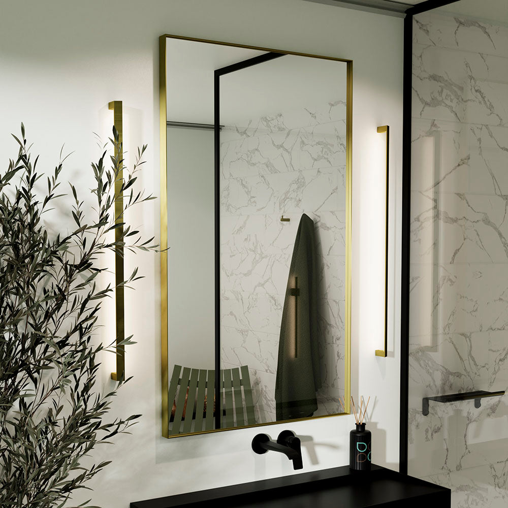 Newington Rectangular Mirror 120 Brushed Brass - 120x70cm