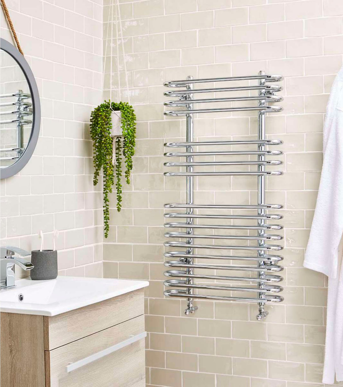 Oakley Chrome Heated Towel Rail