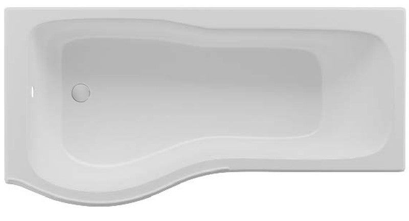 Obra P-Shaped Shower Bath, 1700mm, plan view