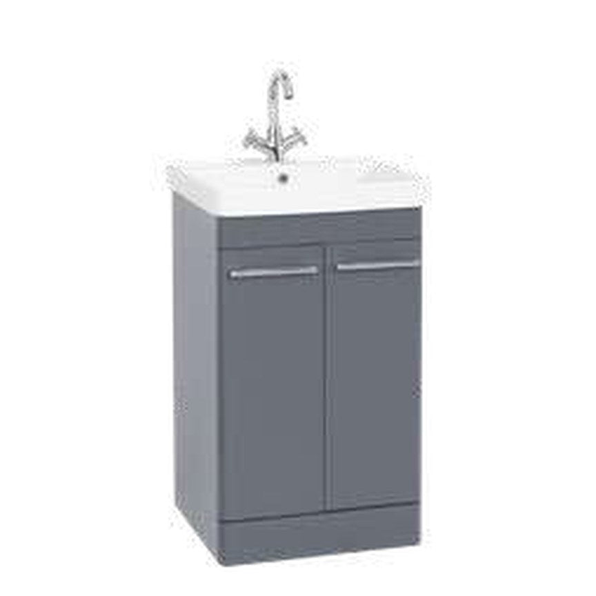 Opus 500mm Floor Standing Vanity Unit & Basin, 2 Doors – Matt cool grey