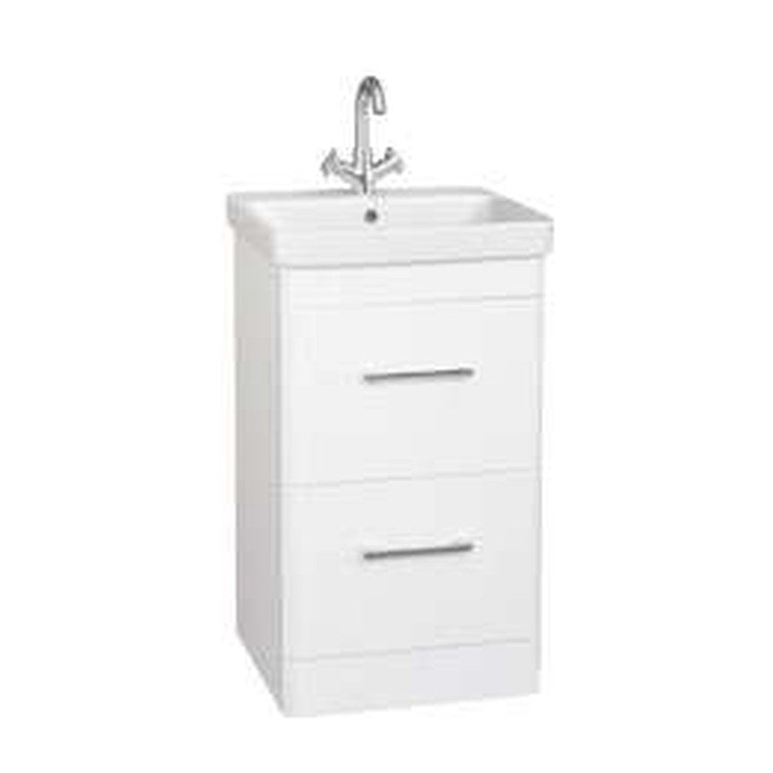 Opus 500mm Floor Standing Vanity Unit & Basin, 2 Drawers – White gloss