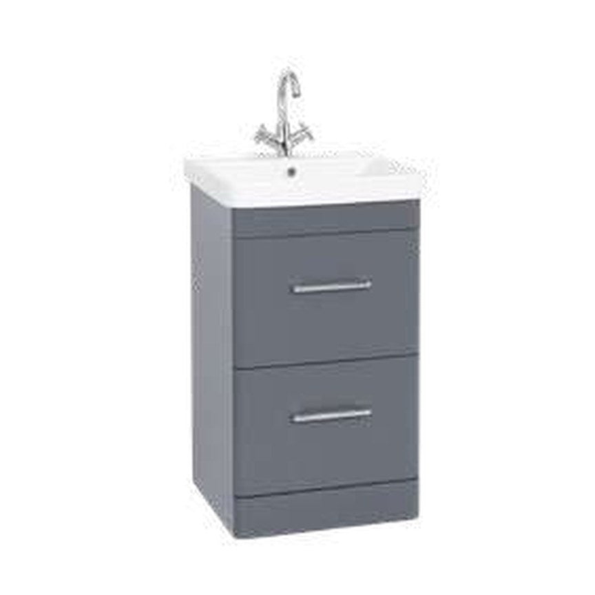 Opus 500mm Floor Standing Vanity Unit & Basin, 2 Drawers – Matt cool grey