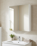Opus Mirror Cabinet, white gloss in a bright modern bathroom