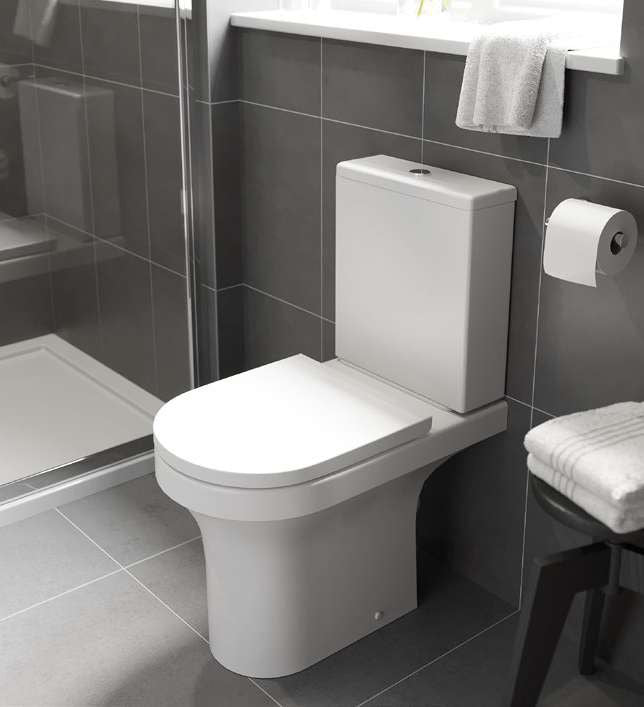 Oriel Round Close Coupled Toilet in a bathroom setting