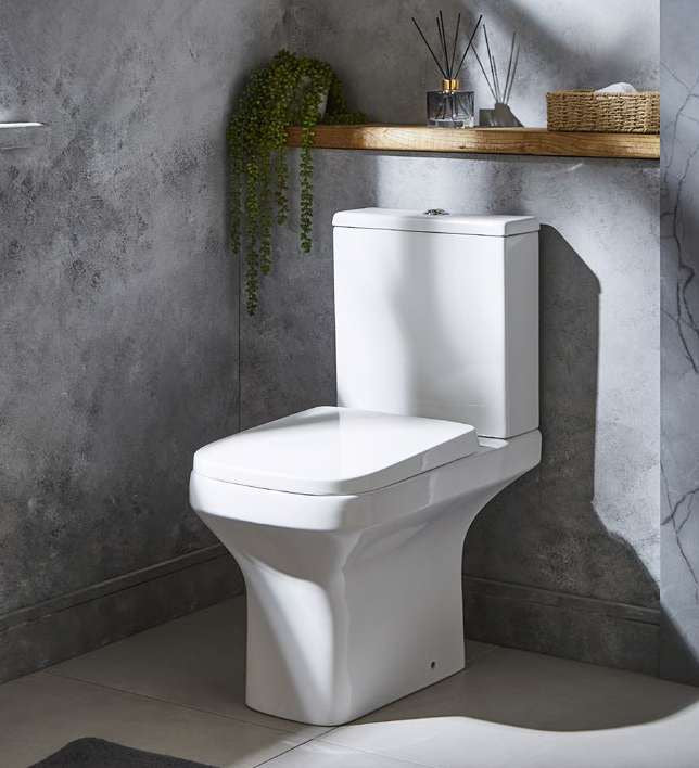 Oriel Square Back to Wall Toilet in a bathroom setting