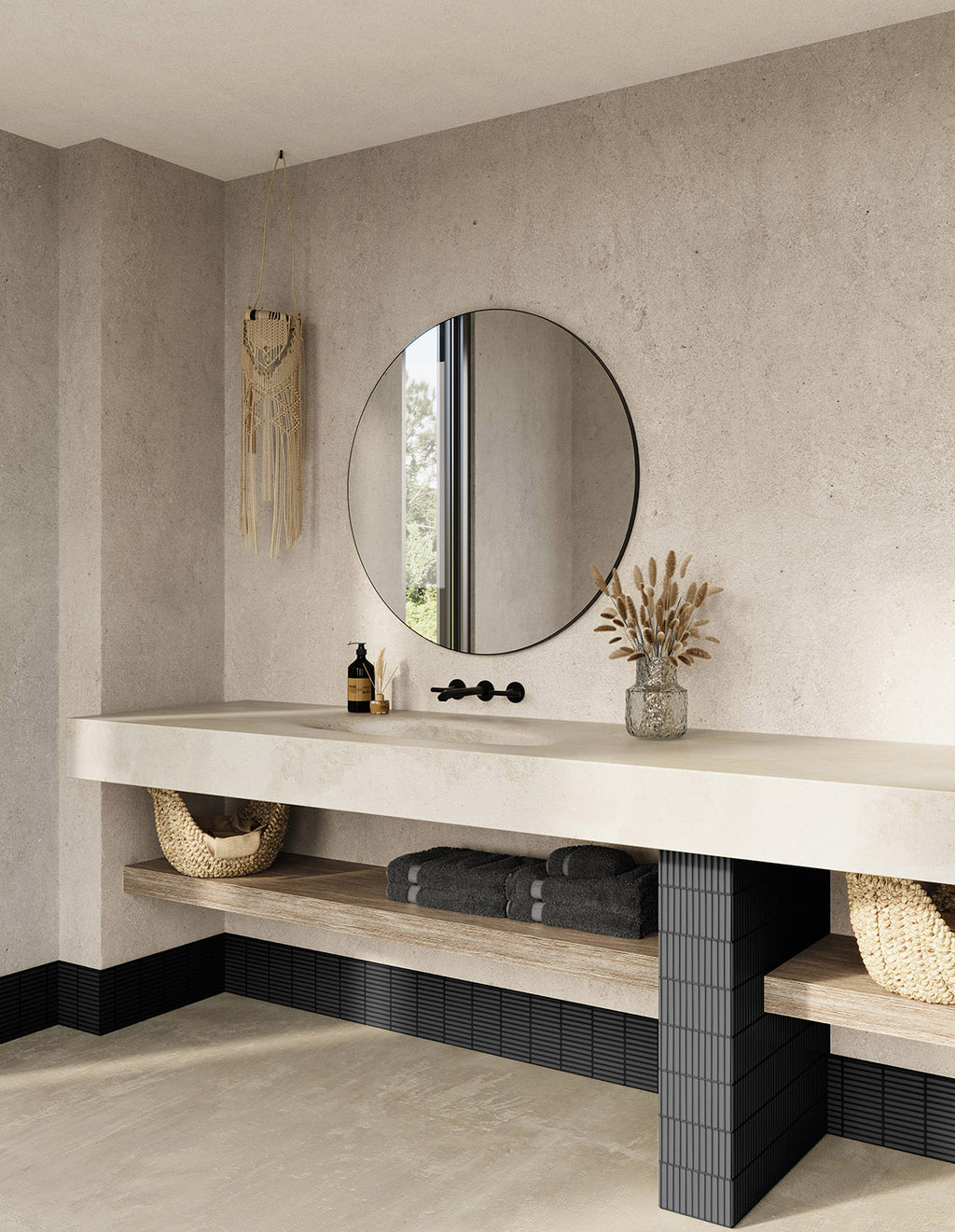 Oslo Round Mirror 100cm Black