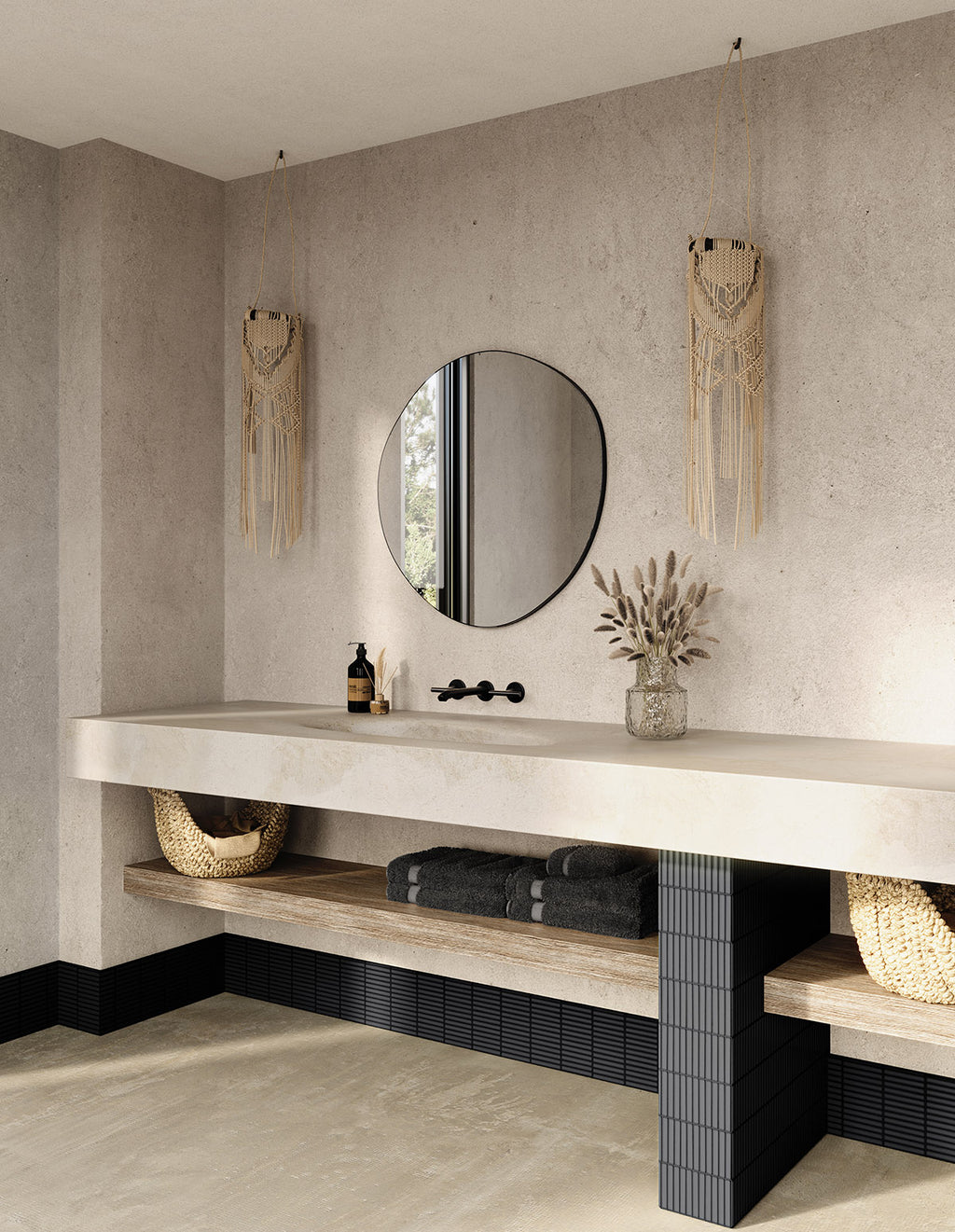 Oslo Organic Mirror 80cm Black