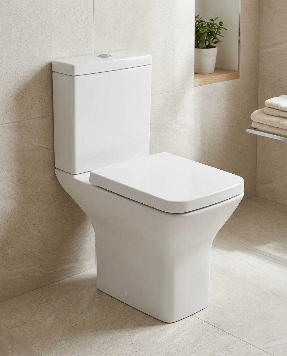 Outlyne Soft Close Toilet Seat in a bright modern bathroom