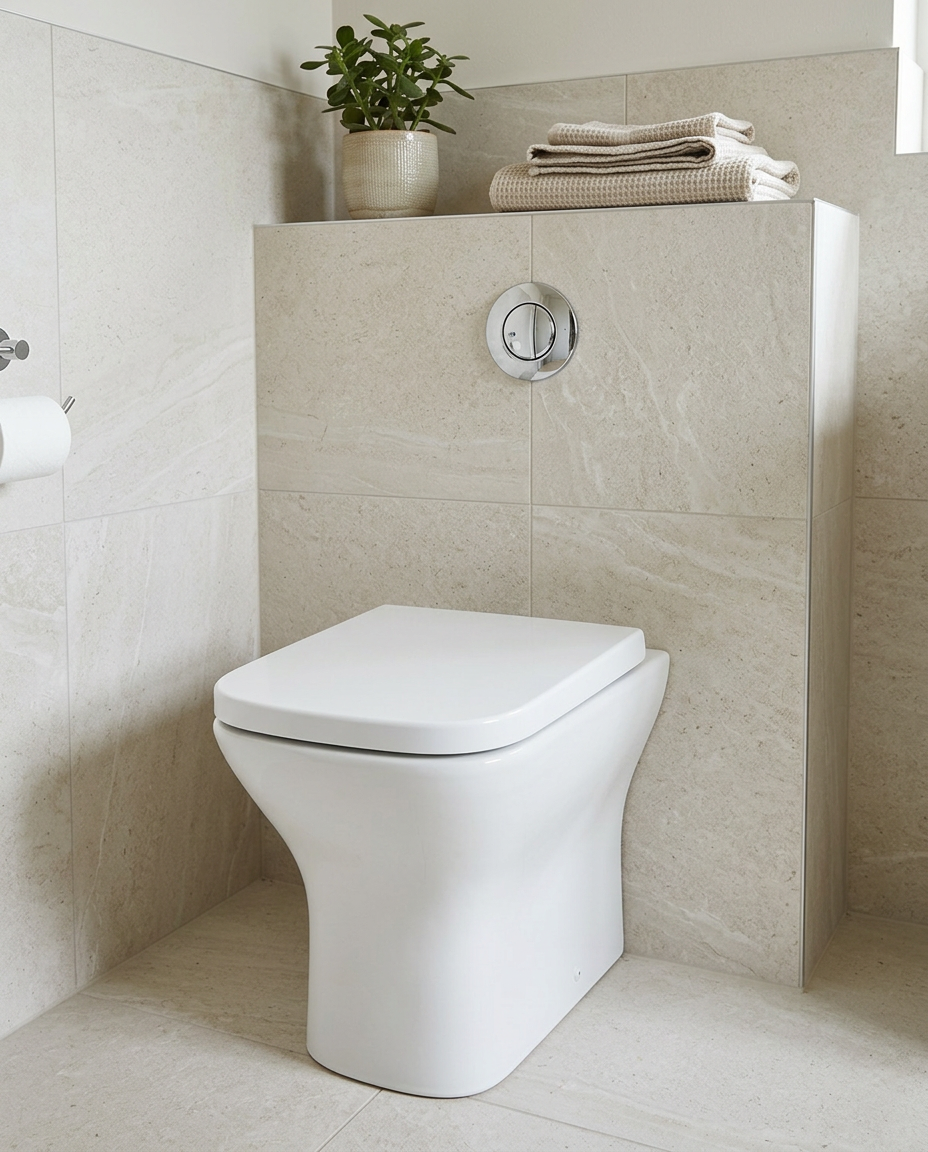 Palma Square Back to Wall Toilet in a bright modern bathroom