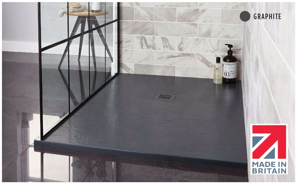 Petra Stone-Effect Anti-Slip Shower Tray, Graphite