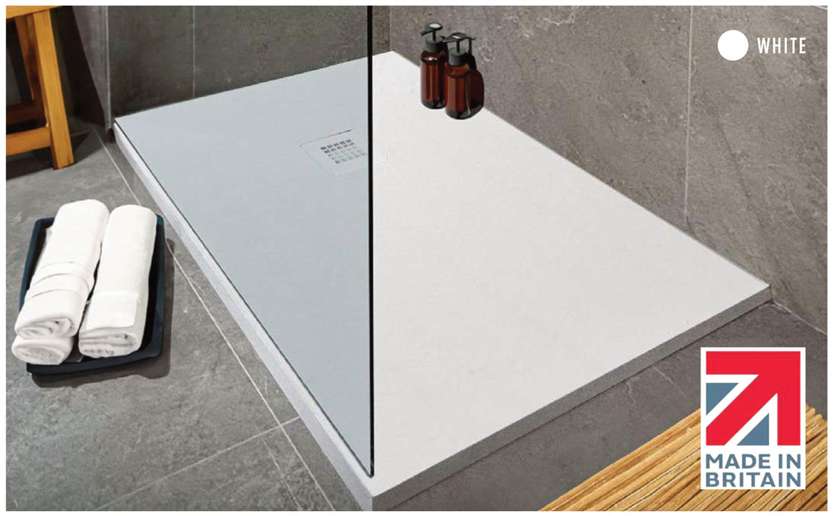 Petra Stone-Effect Anti-Slip Shower Tray, White