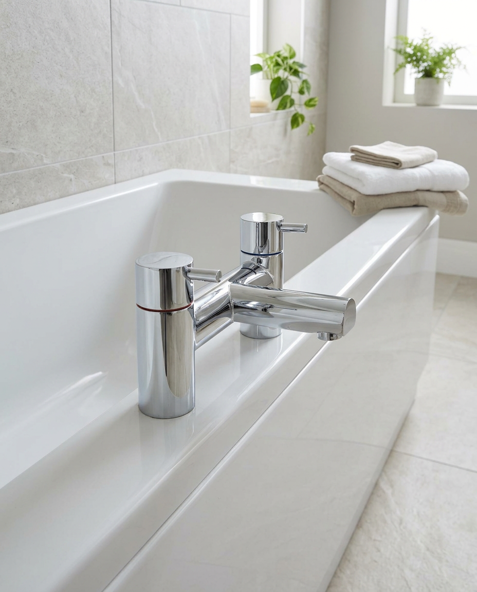 Plana Bath Filler in a bright modern bathroom