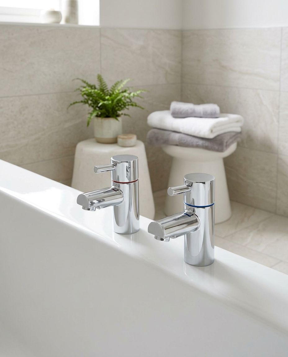 Plana Bath Taps in a bright modern bathroom