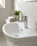 Plana Mono Basin Mixer in a bright modern bathroom