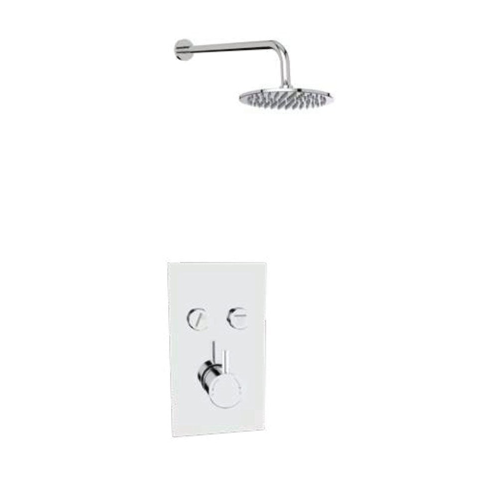 Plana Thermostatic Shower Sets & Valves, Twin push-button concealed valve with slide rail kit and overhead drencher