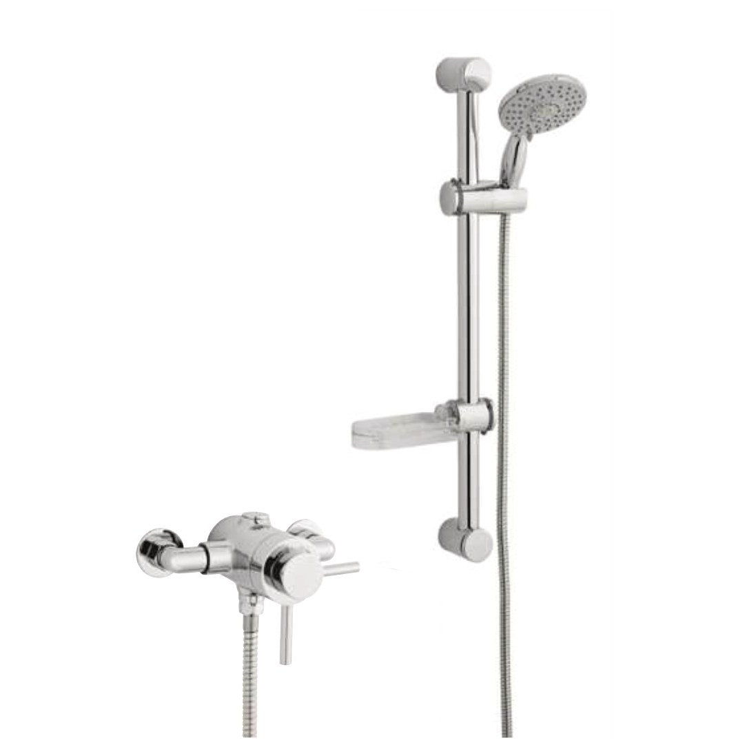 Plana Thermostatic Shower Sets & Valves, Exposed valve with adjustable slide rail kit