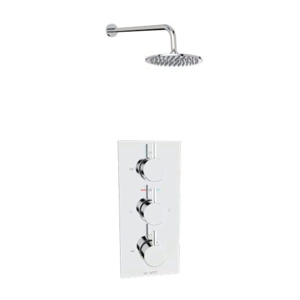 Plana Thermostatic Shower Sets & Valves, Triple concealed valve with slide rail kit and overhead drencher