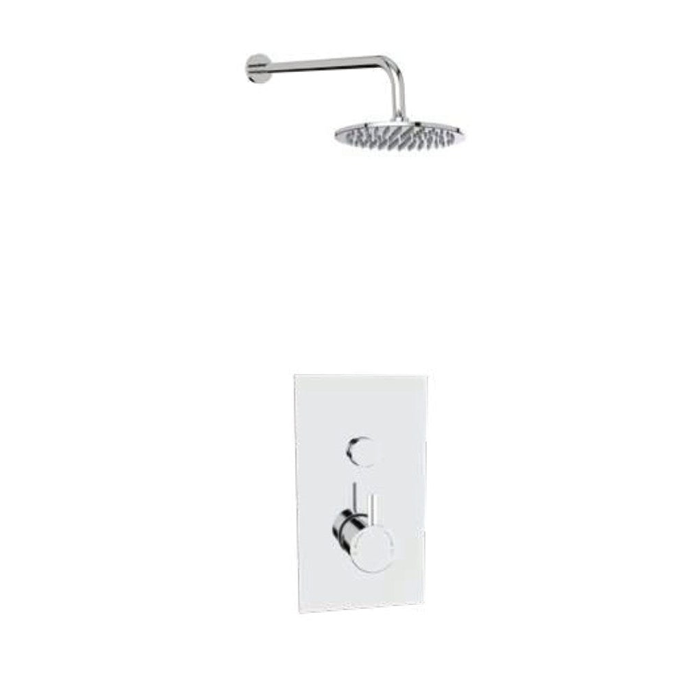Plana Thermostatic Shower Sets & Valves, Push-button concealed valve with fixed overhead drencher