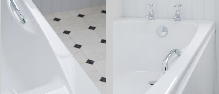 Carron Imperial Twin Grip Single Ended Bath, in a bathroom setting