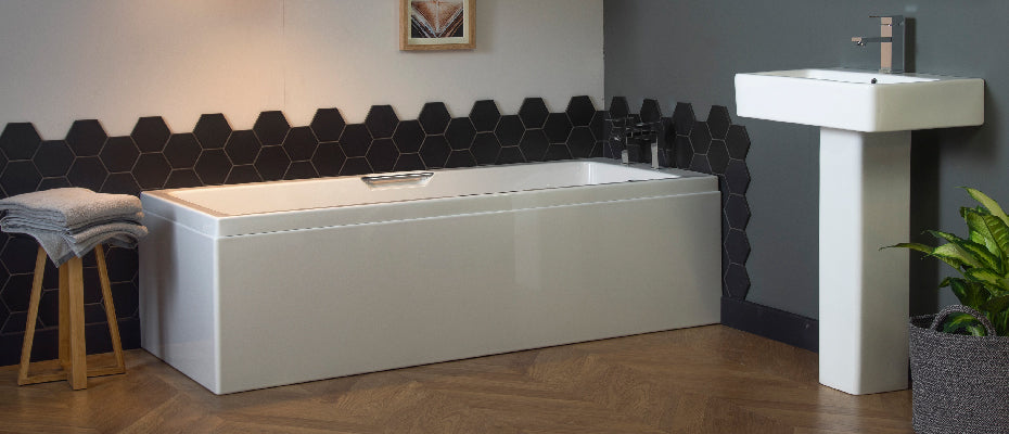 Carron Eco Integra Twin Grip Single Ended Bath, in a bathroom setting