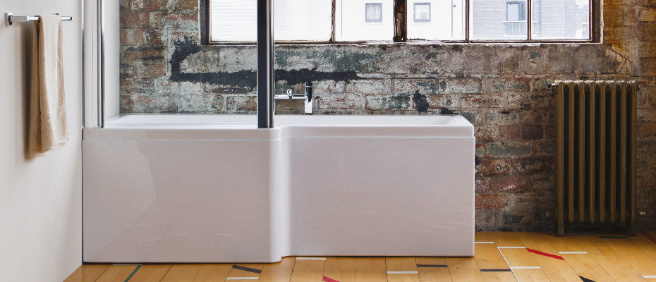 Carron Quantum Square Shower Bath, in a bathroom setting