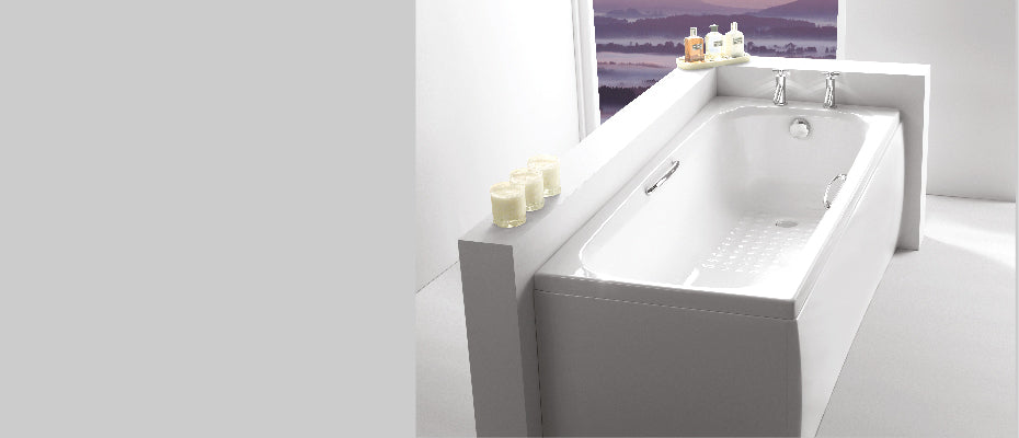 Carron Swallow Twin Grip Single Ended Bath, in a bathroom setting