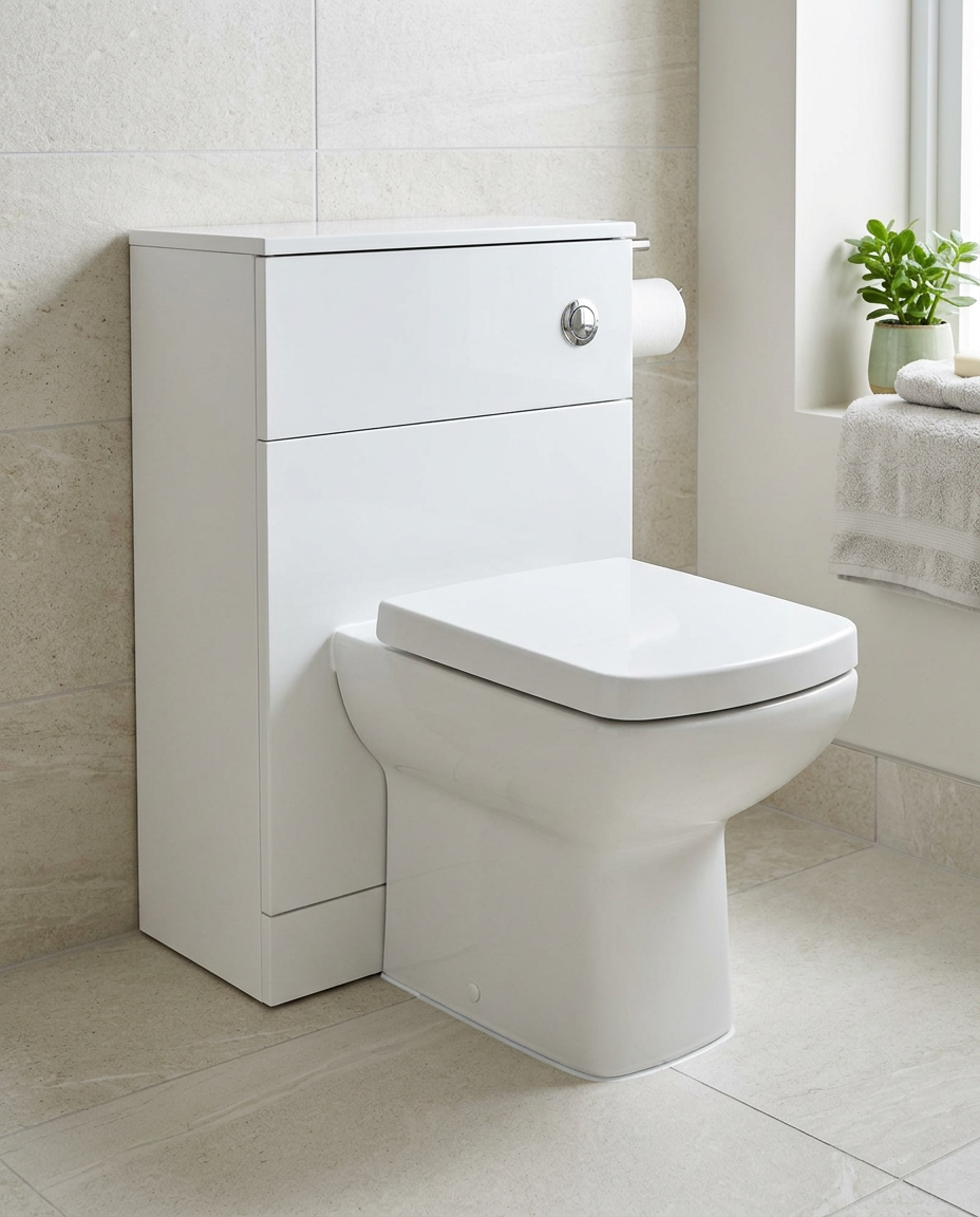 Purita Back to Wall Toilet in a bright modern bathroom