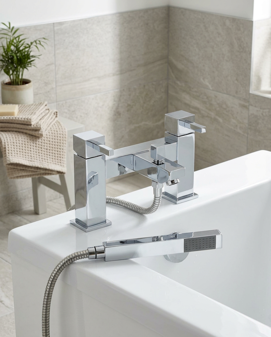 Purita Bath Shower Mixer in a bright modern bathroom