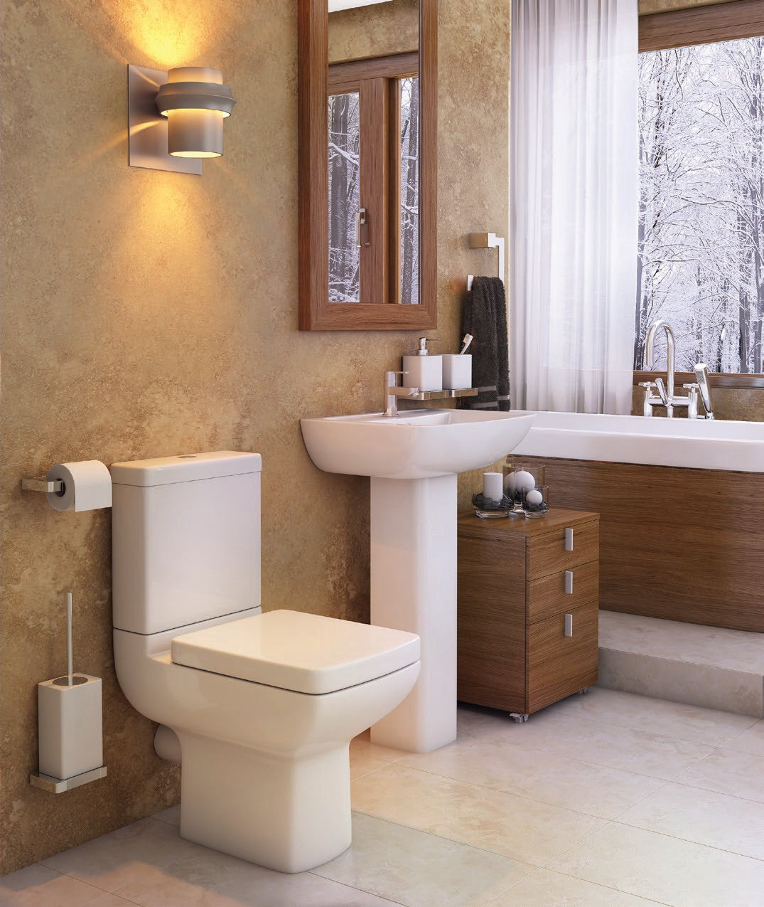 Purita Close Coupled Toilet in a bathroom setting