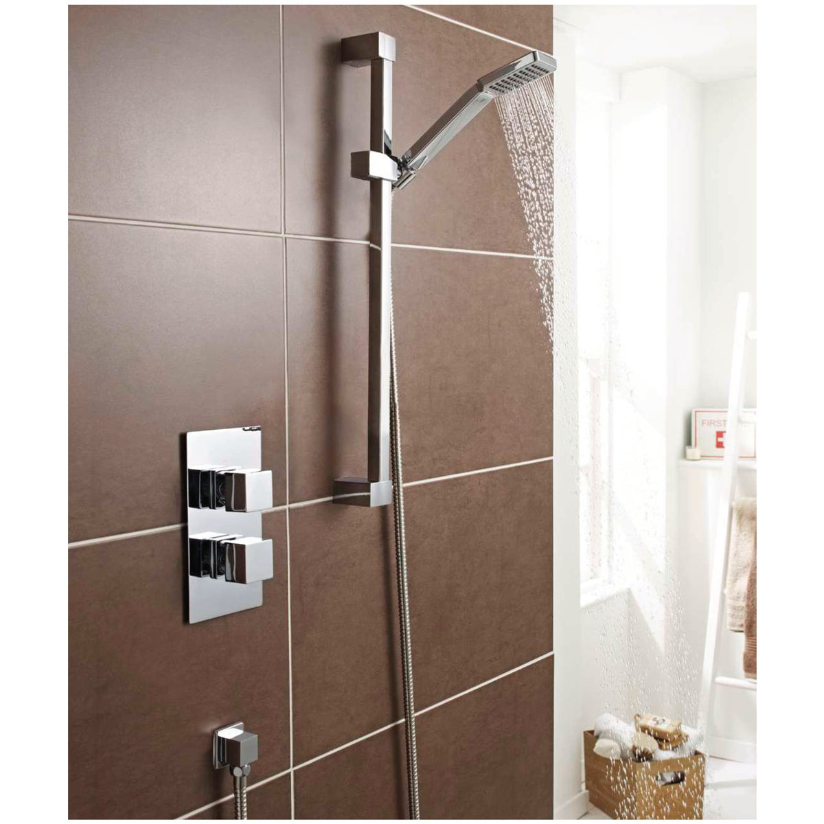 Purita Thermostatic Shower Sets & Valves, Concealed valve with slide rail kit