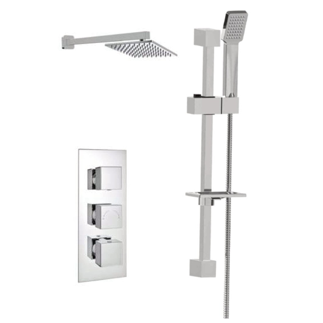 Purita Thermostatic Shower Sets & Valves, Triple concealed valve with slide rail kit and overhead drencher