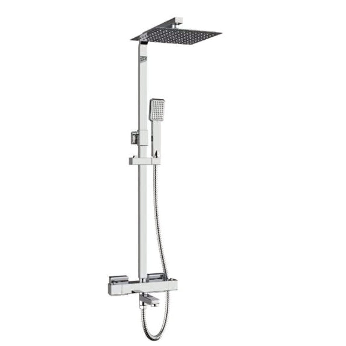 Purita Thermostatic Shower Sets & Valves, Bar valve with overhead drencher, sliding handset and bath filler spout