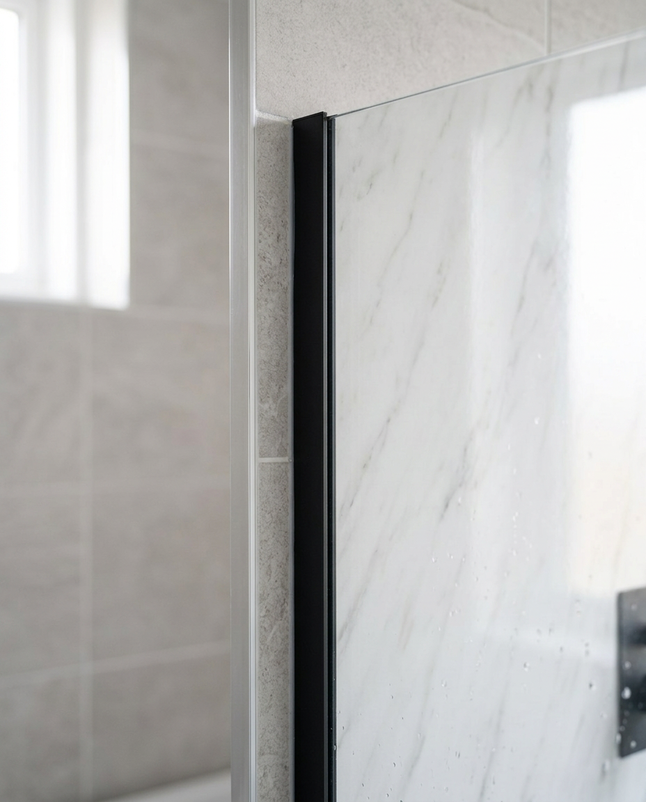PVC Wall Panel Trims in a bright modern bathroom
