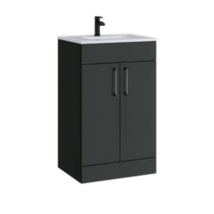 Rowan 500mm Floor Standing Vanity Unit & Basin, 2 Doors – Matt anthracite